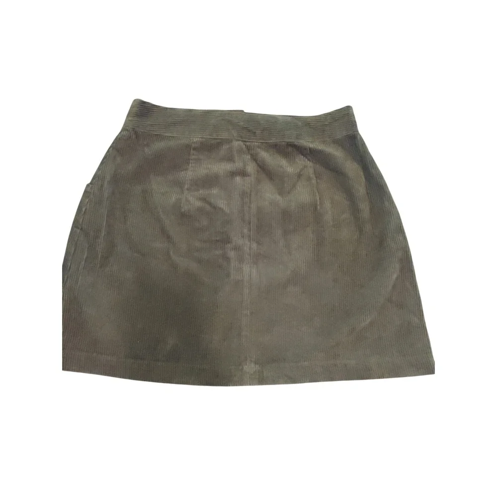 Truth by Republic Olive Green Corduroy Button Front Mini Skirt Size 8